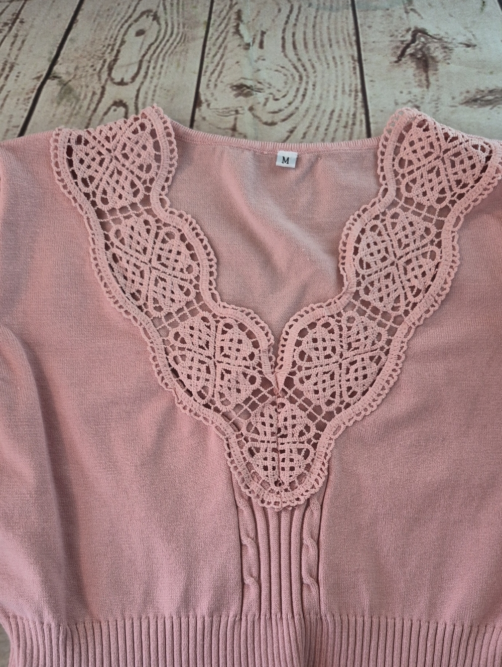Embroidered Detail Sweater Dress Feminine Coquette Light Pink Size M - Picture 4 of 4
